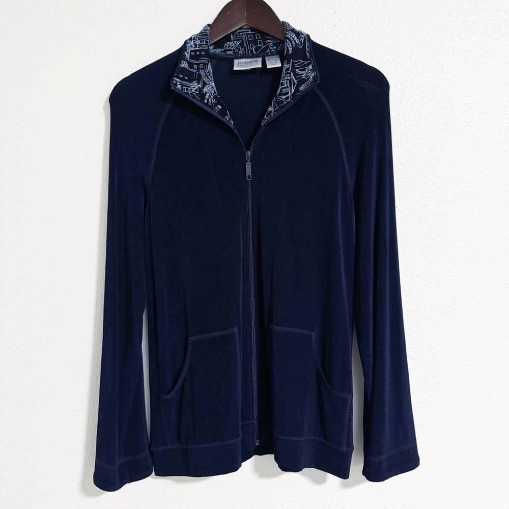 Chicos Travelers Stretch Knit Lightweight Jacket